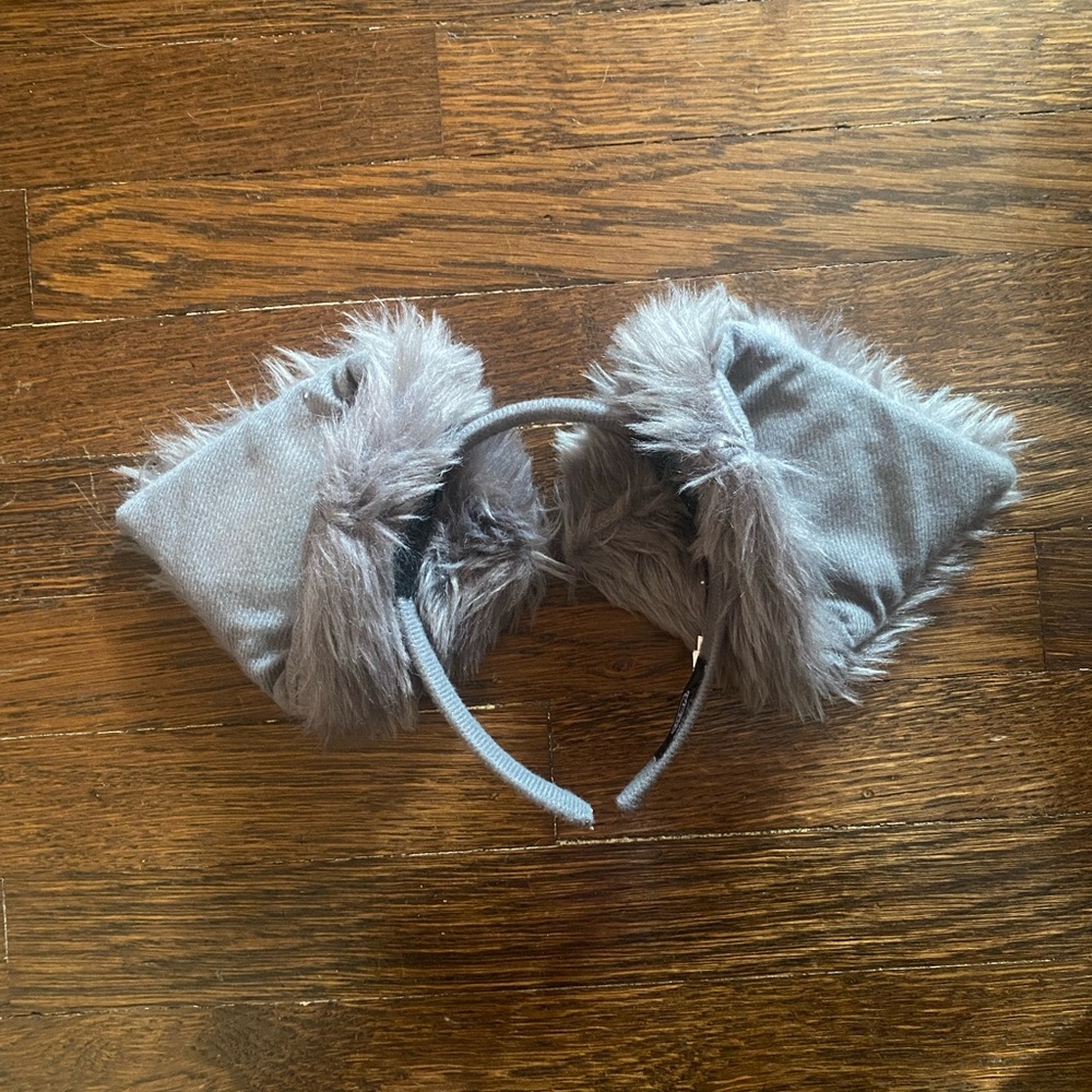 Cosplay Bat Gray Furry Ears Headband Large OSFA